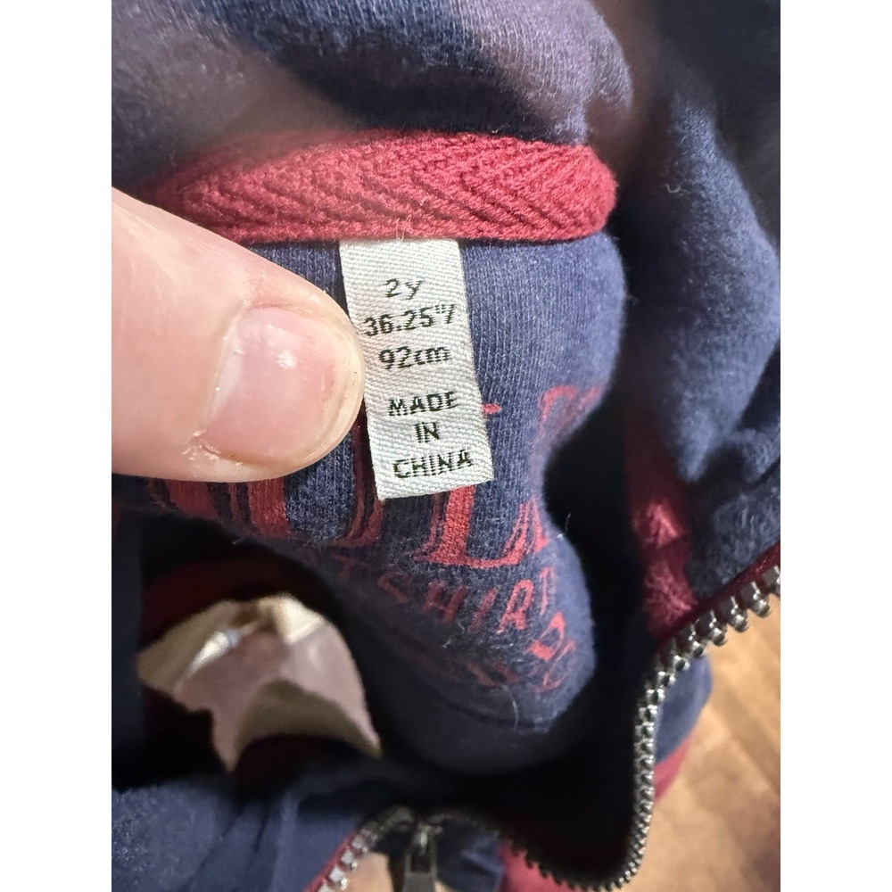 Joules Boys Colorblock 1/4 Zip Fleece Sweatshirt Navy Red Gray Logo 2T - Picture 7 of 8